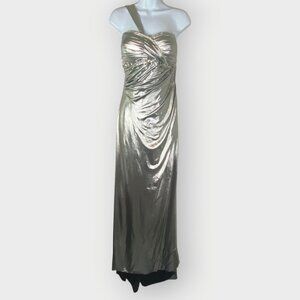 NEW Karishma Formal Dress | Silver Metallic Beaded Train | Holiday Party